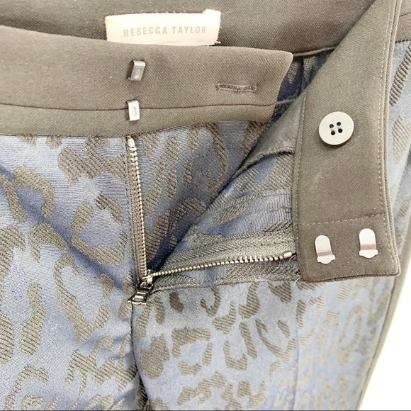 Rebecca Taylor Leopard Print Brocade Pants Navy - Picture 5 of 9